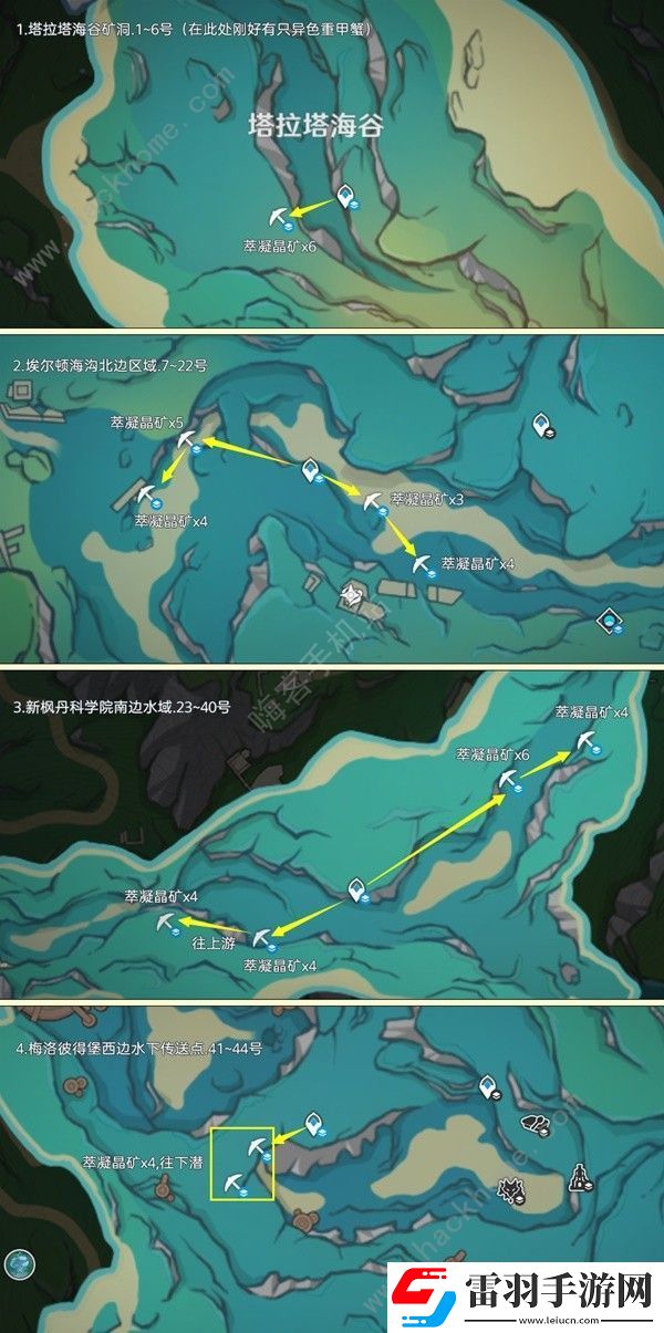 原神4.6楓丹萃凝晶礦收集路線(xiàn)圖