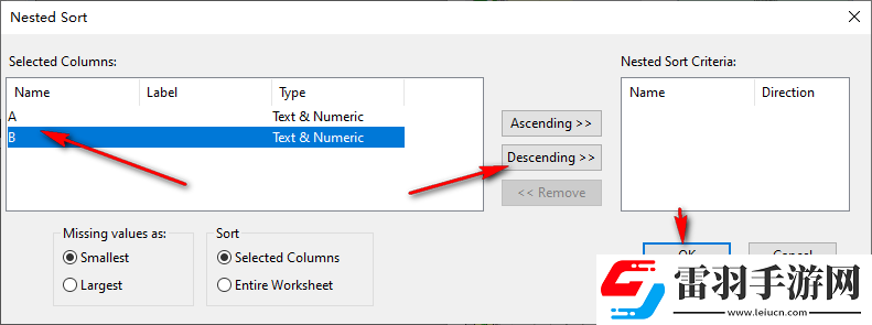 OriginPro如何進行降序排序
