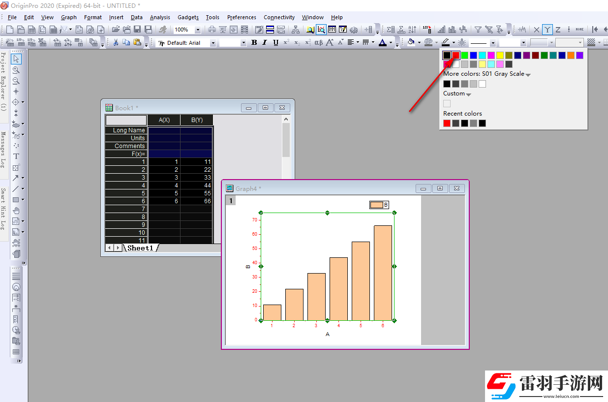 OriginPro如何設(shè)置柱形圖邊框顏色