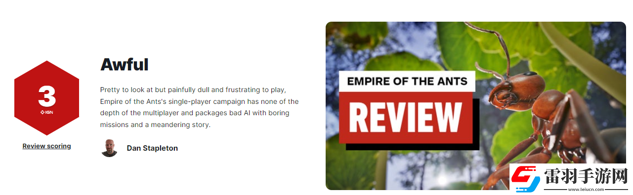 螞蟻帝國(guó)單人戰(zhàn)役IGN3分Steam多半好評(píng)