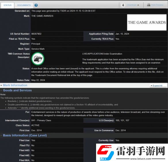 TGA申請商標引發(fā)爭議網友吐槽